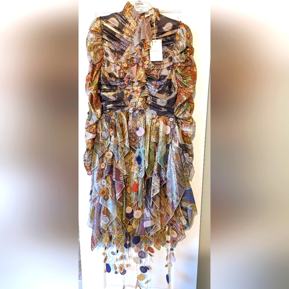 Zimmermann Dresses & Skirts - Zimmermann Cosmic Printed Handkerchief Ruched Mini Dress